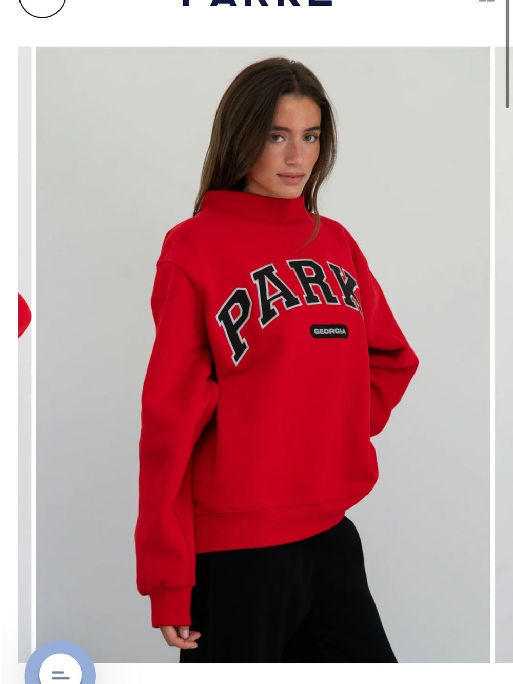 Parke Red Oversized Crew Sweatshirt with Black Trim Logo - Picture 2 of 2